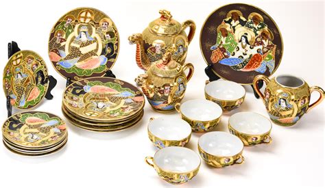 Japanese Hand Painted Porcelain Tea Set for 6