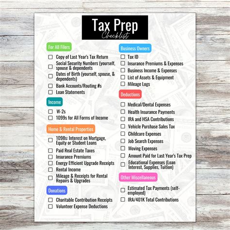 Tax Prep Checklist Tracker Printable, Tax Prep 2023, Tax Checklist, Tax List, Tax Tracker - Etsy