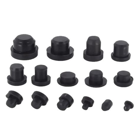 Black White Silicone Rubber Hole Plugs 2.7mm -14mm T Typee Round Solid ...