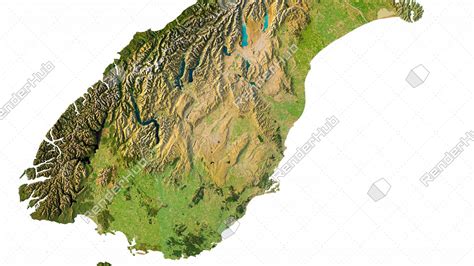 New Zealand 3D Map Render - Stock Image by Shustrik