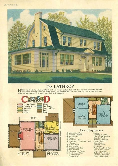 ColorKeed Home Plans (1927) - The Lathrop | Colonial house plans, House plans, Colonial style ...