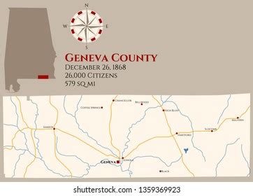 Large Detailed Map Geneva County Alabama Stock Vector (Royalty Free ...