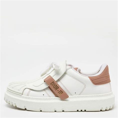 Dior White/Beige Leather Dior ID Lace Up Sneakers Size 40.5 Dior | The Luxury Closet