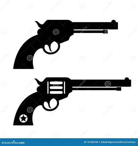 Gun Revolver Silhouette Vector Icon Stock Vector - Illustration of army, handgun: 167465109