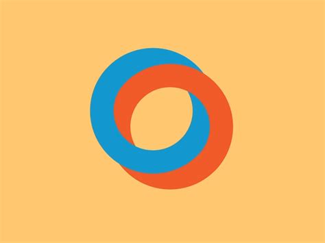 an orange and blue circle on a yellow background with the letter o in ...