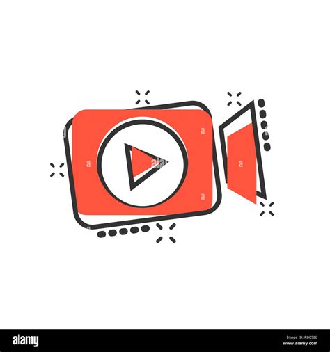 Video camera icon in comic style. Movie play vector cartoon ...