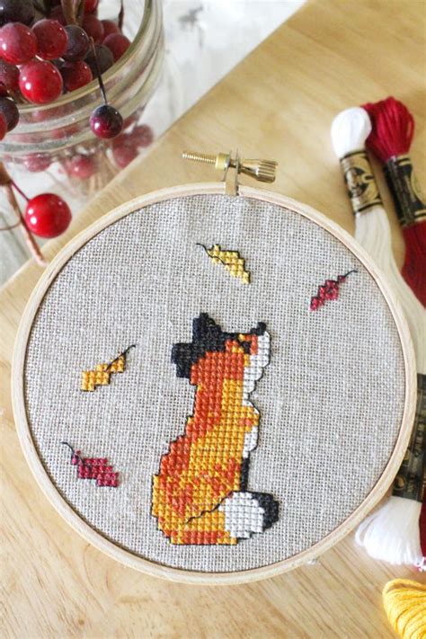 Fox in Leaves Fall Cross Stitch Pattern - Instant Download!