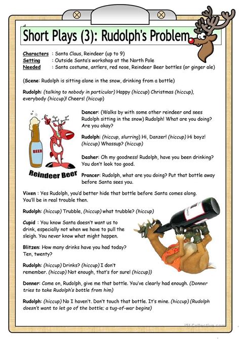 Short Plays (3): Rudolph´s Problem - English ESL Worksheets for distance learning and physical ...