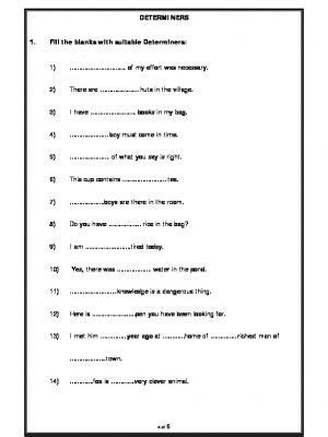 Worksheet of Determiners-Determiners-Grammar-English | Printable ...