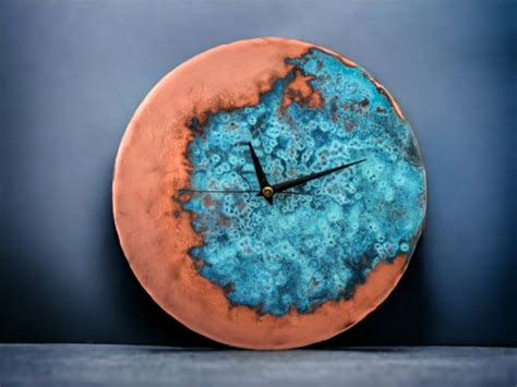 Handmade Minimalist Copper Wall Clock, Unique Modern Metal Wall Clock for Farmhouse, Copper Wall ...