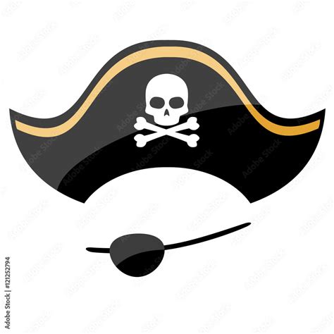 Pirate hat with eye patch isolated on white background Stock Vector | Adobe Stock