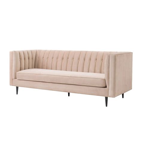 Ribbed Velvet Sofa in Beige | Sofa, Velvet sofa, Velvet couch