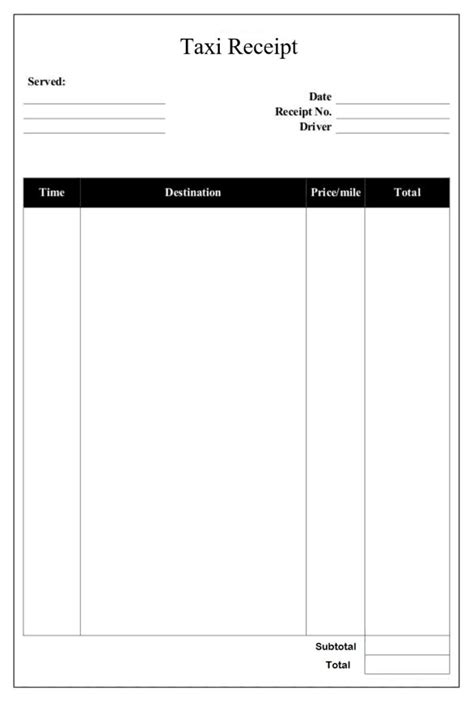 Taxi Receipt Template | Free Word & Excel Templates