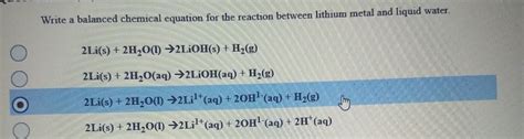 Balanced Equation For Lithium And Water : How To Balance Li H2o Lioh H2 ...