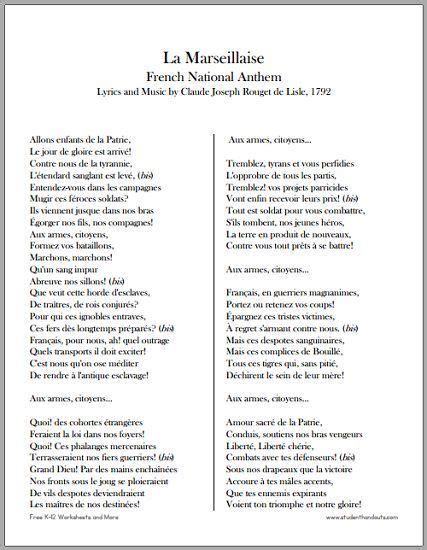 La Marseillaise - French National Anthem - Lyrics and Translation ...