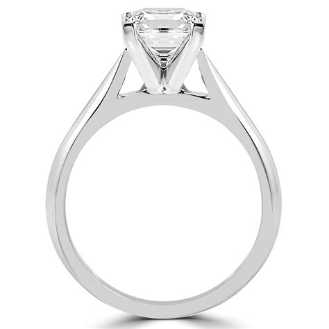 Princess Cut Diamond Solitaire V-Prong Cathedral-Set Engagement Ring in White Gold - #1244LP ...