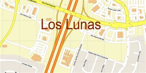 Los Lunas New Mexico US PDF Vector Map: High Detailed editable Adobe ...