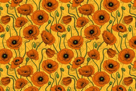 Orange Poppies Wallpaper | Buy Now on Happywall