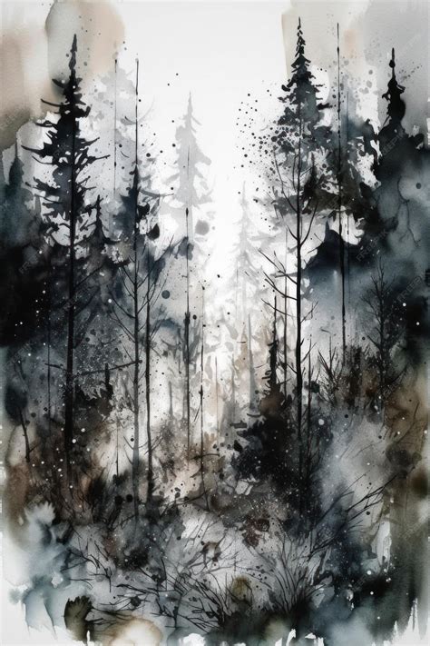 Premium AI Image | A watercolor painting of a forest with a path in the ...