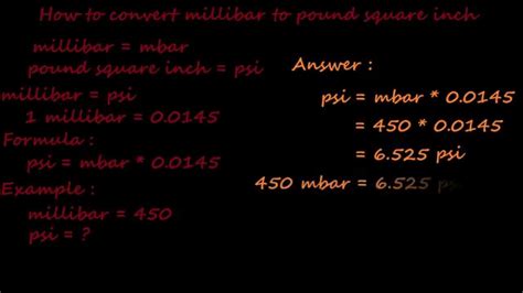 how to convert millibar to psi - pressure converter - YouTube