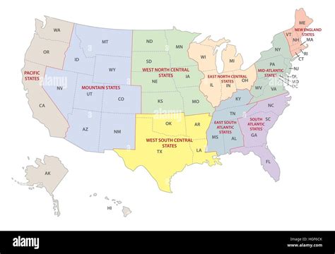 United States Map Labeled With Regions - United States Map