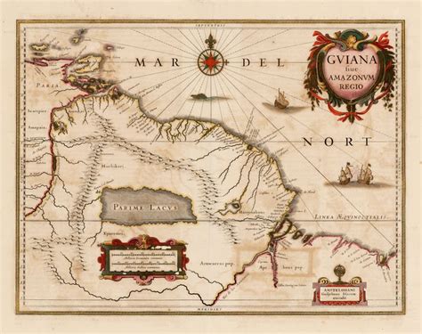 One of the classic "El Dorado" maps, issued by Willem Blaeu in the ...