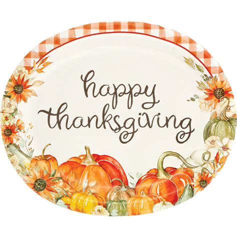 Destination Holiday Happy Thanksgiving Pumpkin Oval Paper Plates - Shop ...