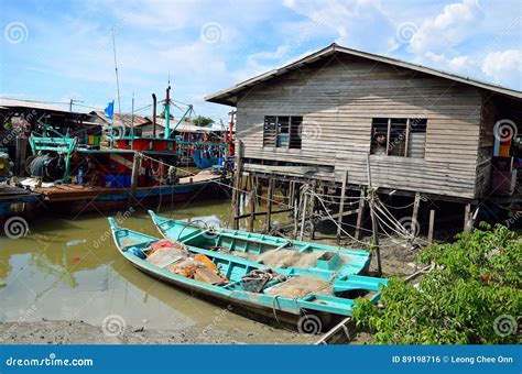 Colorful Chinese Fishing Boat Resting at a Chinese Fishing Village ...