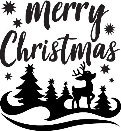 merry christmas, trees, reindeer, holiday free svg file - SVG Heart