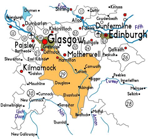 Map of South Lanarkshire Province Area