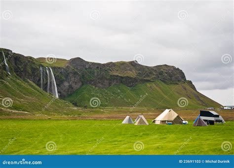 Camping near the waterfall stock image. Image of cascade - 23691103