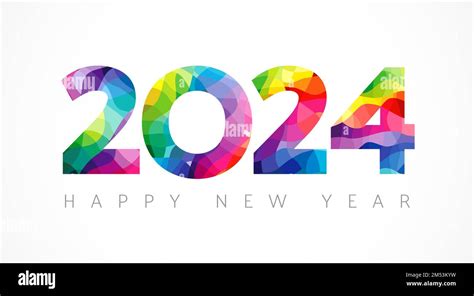 Creative colorful number 2024. A Happy New Year greetings. Colorful design. Calendar title ...