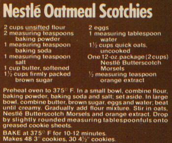 Nestle Oatmeal Scotchies Recipe Clipping | Oatmeal scotchies, Scotchies ...