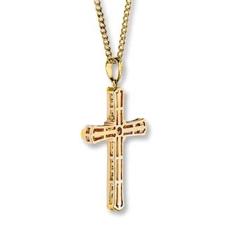 Previously Owned Men's Cross Necklace 1/2 ct tw Diamonds 10K Yellow Gold | Kay Outlet