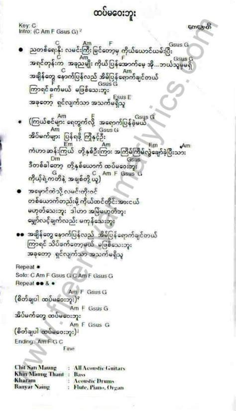 Ah Nge-အငဲ - Unplugged - Myanmar Song Lyrics & Chords | Facebook