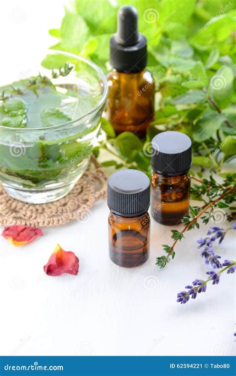 Aromatherapy Treatment with Herbs and Drink Stock Image - Image of oils, green: 62594221