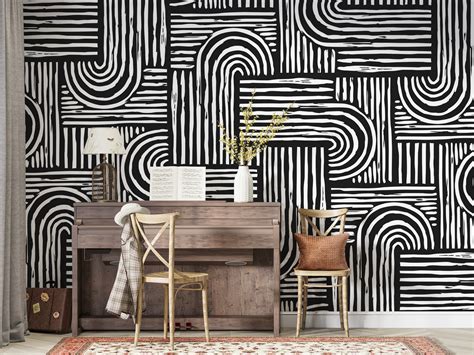 Black and White Abstract Wall Murals - Déco Wallpaper