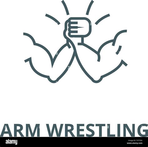 Arm wrestling line icon, vector. Arm wrestling outline sign, concept ...