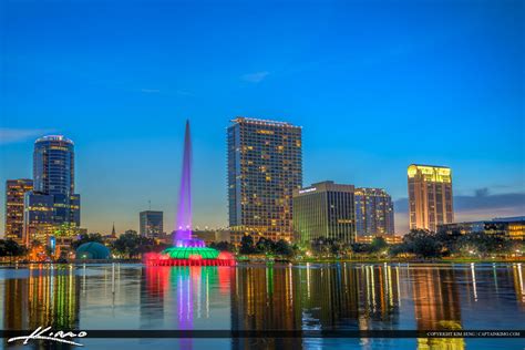 Lake Eola Park Oralnado City Skyline and Fountain | HDR Photography by ...