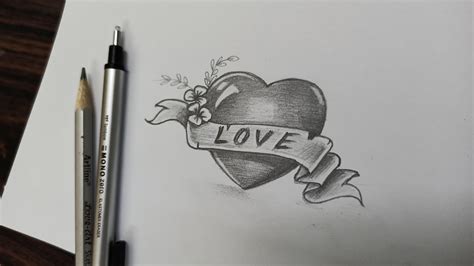 Love Heart Pencil Drawing Images ~ Pencil Drawings Hearts Drawing Heart ...