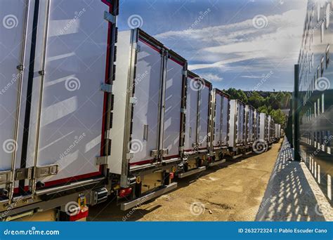 Truck Trailer Parking, Transportation Industry Stock Photo - Image of industry, commercial ...