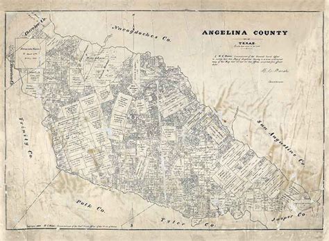 1879 Farm Line Map of Angelina County Texas - Etsy