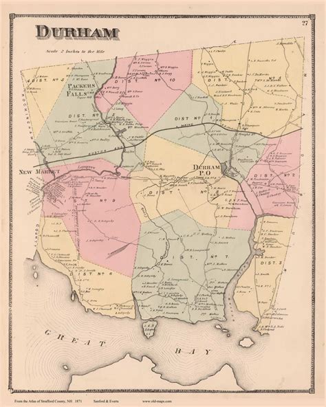 Durham, New Hampshire 1871 Old Town Map Reprint - Strafford Co. - OLD MAPS