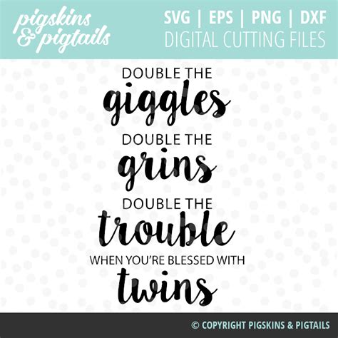 Blessed With Twins Saying Design - Pigskins & Pigtails