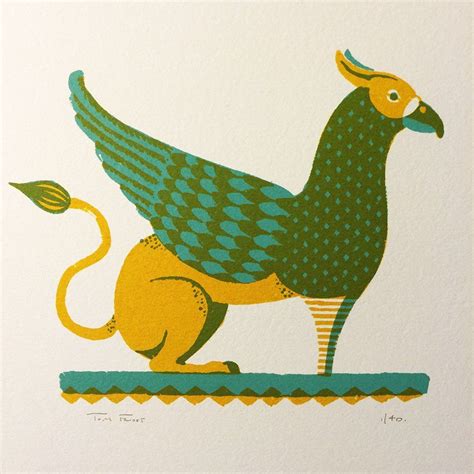 Image of The Griffin Hand Screen Printed, Screen Printing, Lovely Print, Mythical Creatures ...