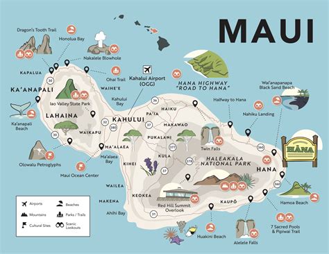 Hawaii Maps with Points of Interest, Airports and Major Attractions ...