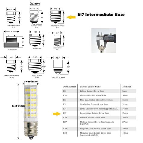 LED Daylight Bulb with E17 Intermediate Base,120 volt,5000k,550lm ...