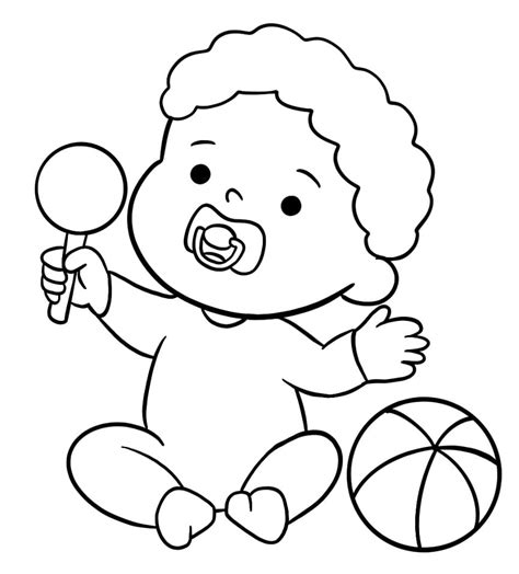 Happy Baby Boy Coloring Page - Free Printable Coloring Pages for Kids