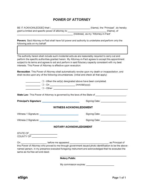 Free Simple (1-Page) Power of Attorney Form | PDF | Word