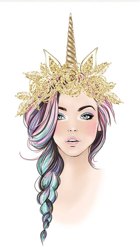 Unicorn girl in gold | Unicorn drawing, Unicorn wallpaper, Unicorn art